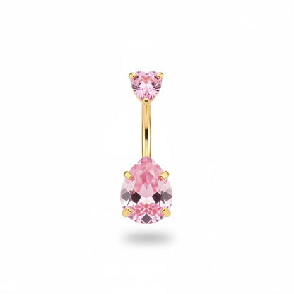 Salvatori Paris Heart & Teardrop Belly Bar | 14G Surgical Steel Belly Button Ring