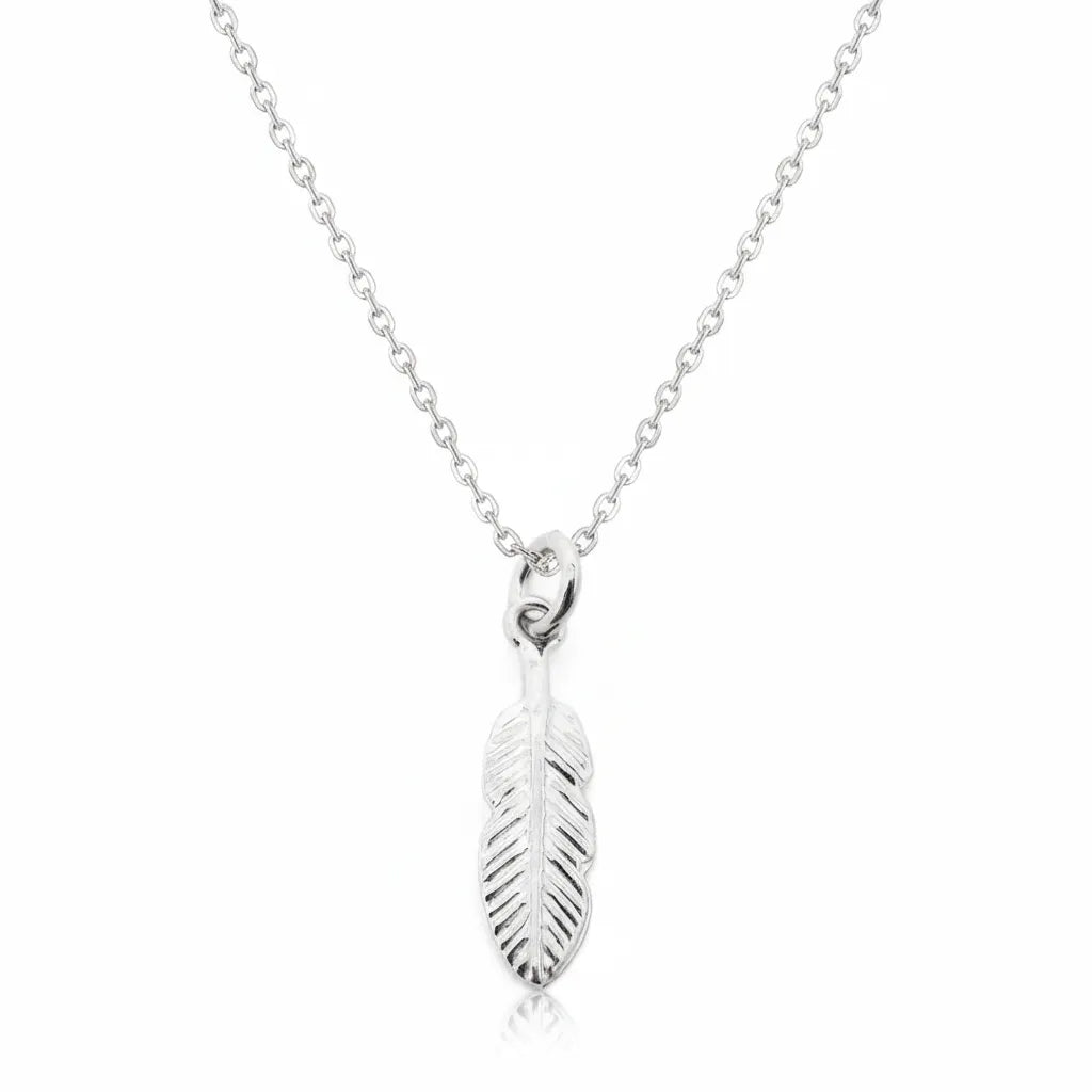 Salvatori Paris Minimalist Silver Skeleton Leaf Pendant Necklace