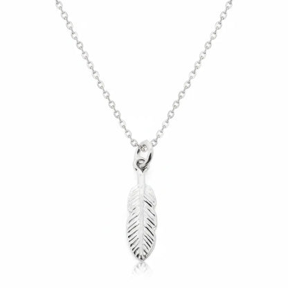 Salvatori Paris Minimalist Silver Skeleton Leaf Pendant Necklace