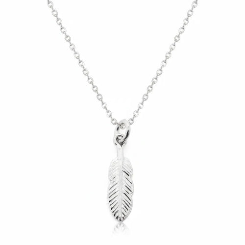 Salvatori Paris Minimalist Silver Skeleton Leaf Pendant Necklace