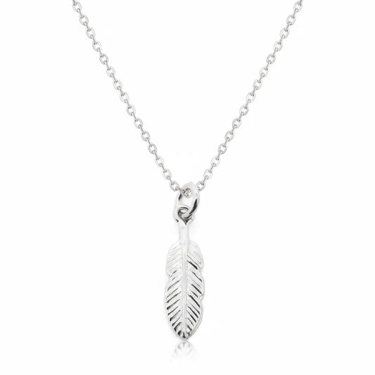 Salvatori Paris Minimalist Silver Skeleton Leaf Pendant Necklace