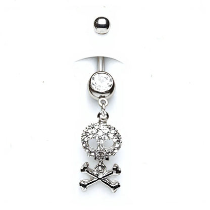 Salvatori Paris Surgical Steel Crystal Skull Butterfly Belly Button Piercing