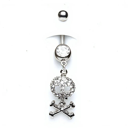 Salvatori Paris Surgical Steel Crystal Skull Butterfly Belly Button Piercing