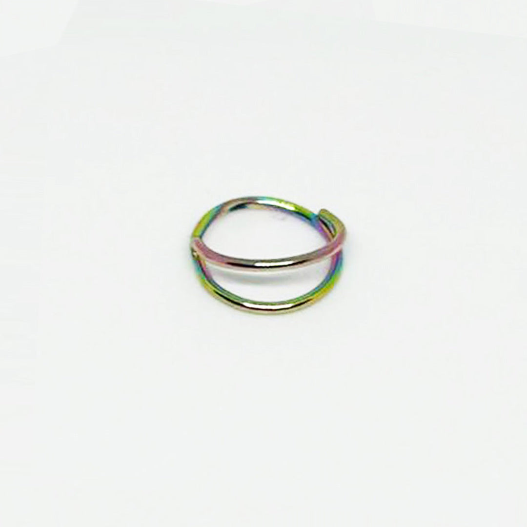 Salvatori Paris Rainbow Nose Ring With Stud Double Hoop Nose Ring