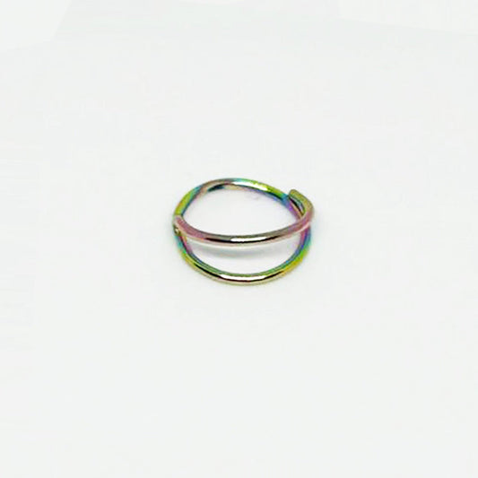 Salvatori Paris Rainbow Nose Ring With Stud Double Hoop Nose Ring
