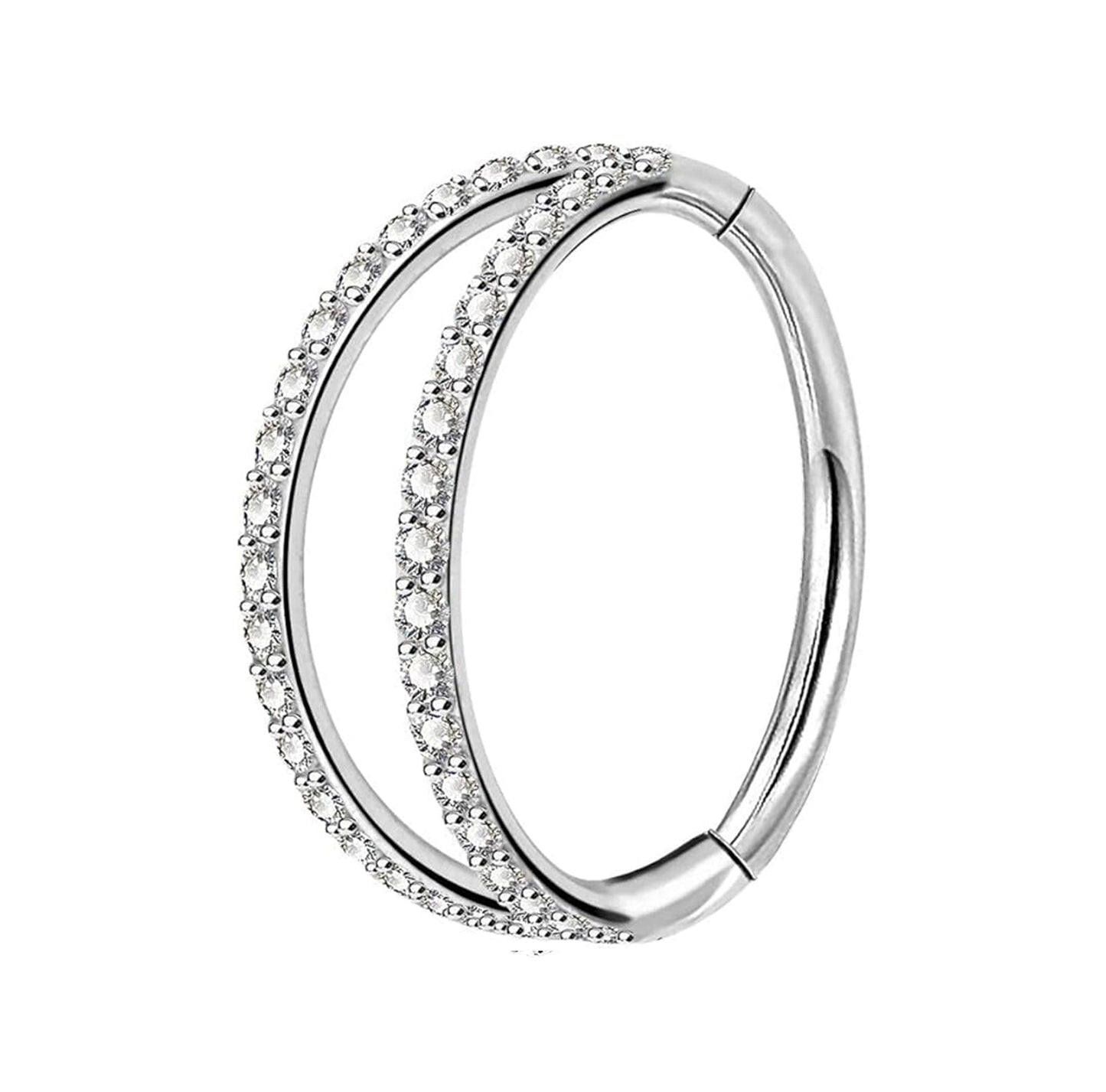 Salvatori Paris Double Crystal Hinged Segment Rook Piercing