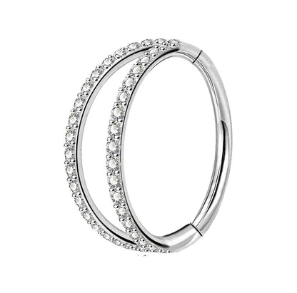 Salvatori Paris Double Crystal Hinged Segment Rook Piercing