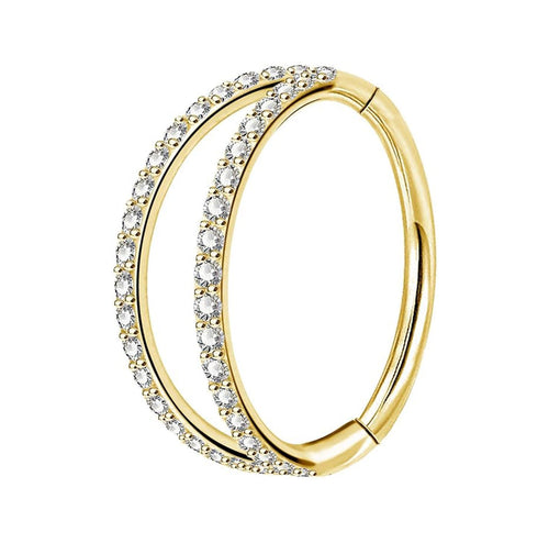 Salvatori Paris Double Crystal Hinged Segment Rook Piercing