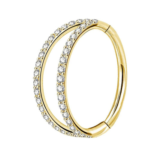 Salvatori Paris Double Crystal Hinged Segment Rook Piercing