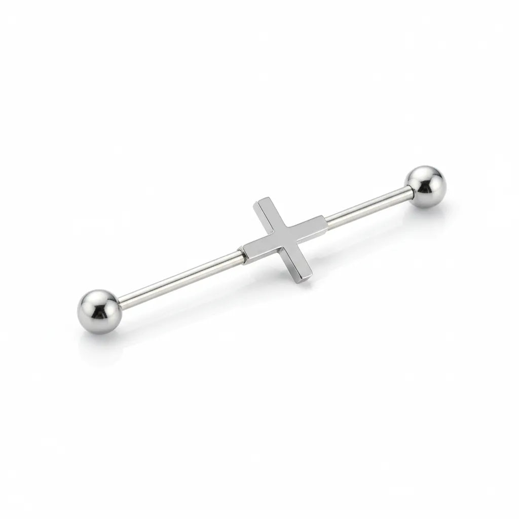 Salvatori Paris Surgical Steel Cross Design Industrial Piercing