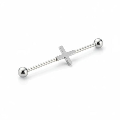 Salvatori Paris Surgical Steel Cross Design Industrial Piercing