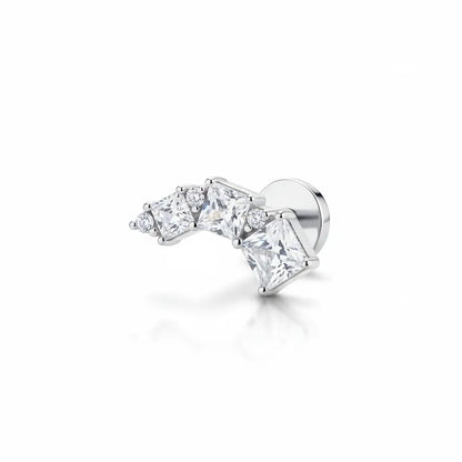 Salvatori Paris Titanium Graduated Square Crystal Curve Tragus Piercing