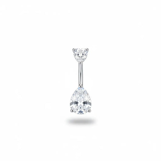 Salvatori Paris Heart & Teardrop Belly Bar | 14G Surgical Steel Belly Button Ring