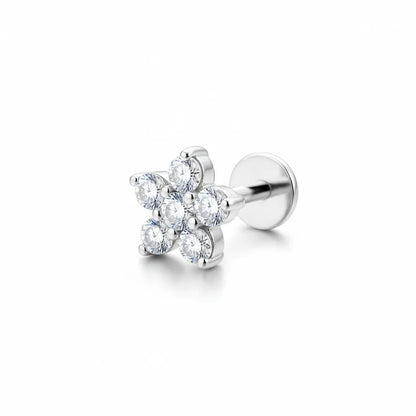 Salvatori Paris Titanium Flower Tragus Piercing | Flat Back Labret Stud — CarlOliver