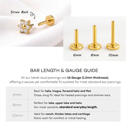 Salvatori Paris Titanium Trinity Sparkle Flat Back Stud