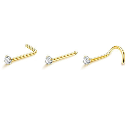 Salvatori Paris 3 Pack Nose & Nostril Piercing Jewellery Set