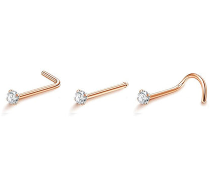 Salvatori Paris 3 Pack Nose & Nostril Piercing Jewellery Set