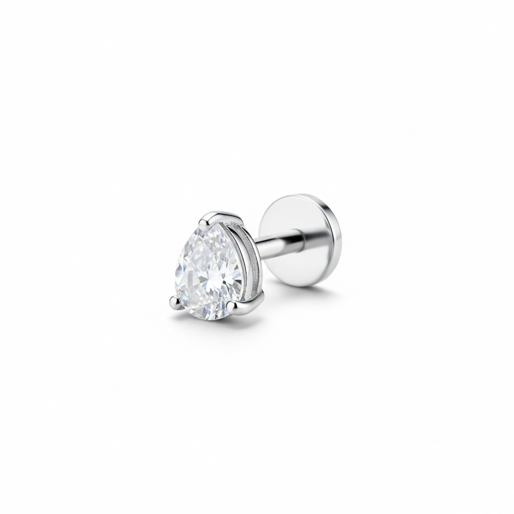 Salvatori Paris Titanium Tear Drop Gem Tragus Piercing