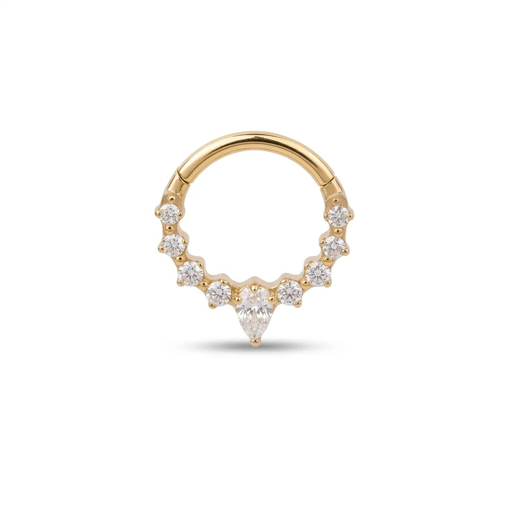 Salvatori Paris Teardrop Pave Daith Hoop Titanium Piercing