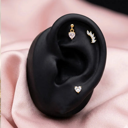 Salvatori Paris Titanium Heart & Marquise Curated Ear Stack Set – 3 Piece Curated Stack