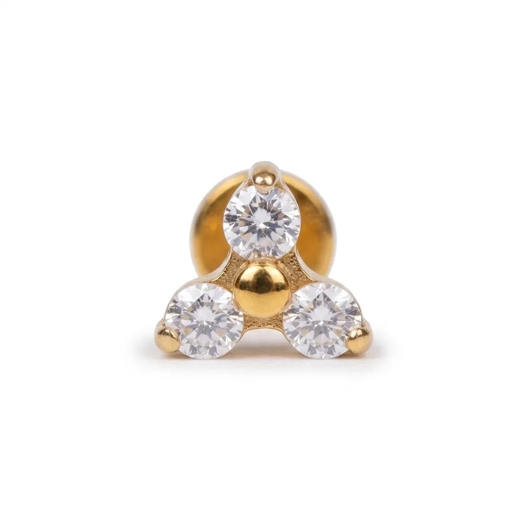 Salvatori Paris Titanium Trinity Sparkle Flat Back Stud