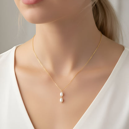 Salvatori Paris Solea Alba Gold Filled Double Pearl Necklace