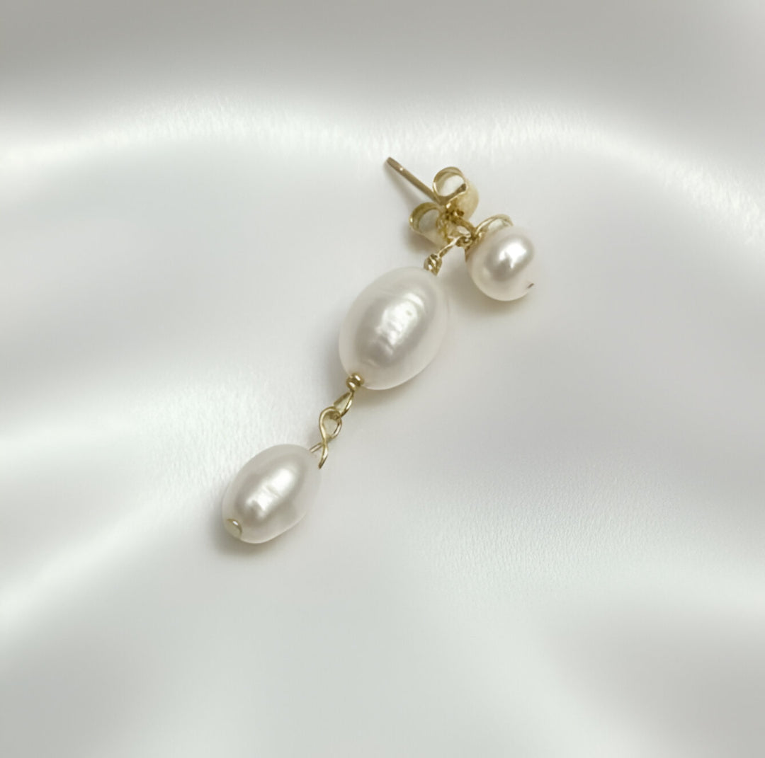 Salvatori Paris Gold Filled Silva Opale Silver Double Pearl Earrings