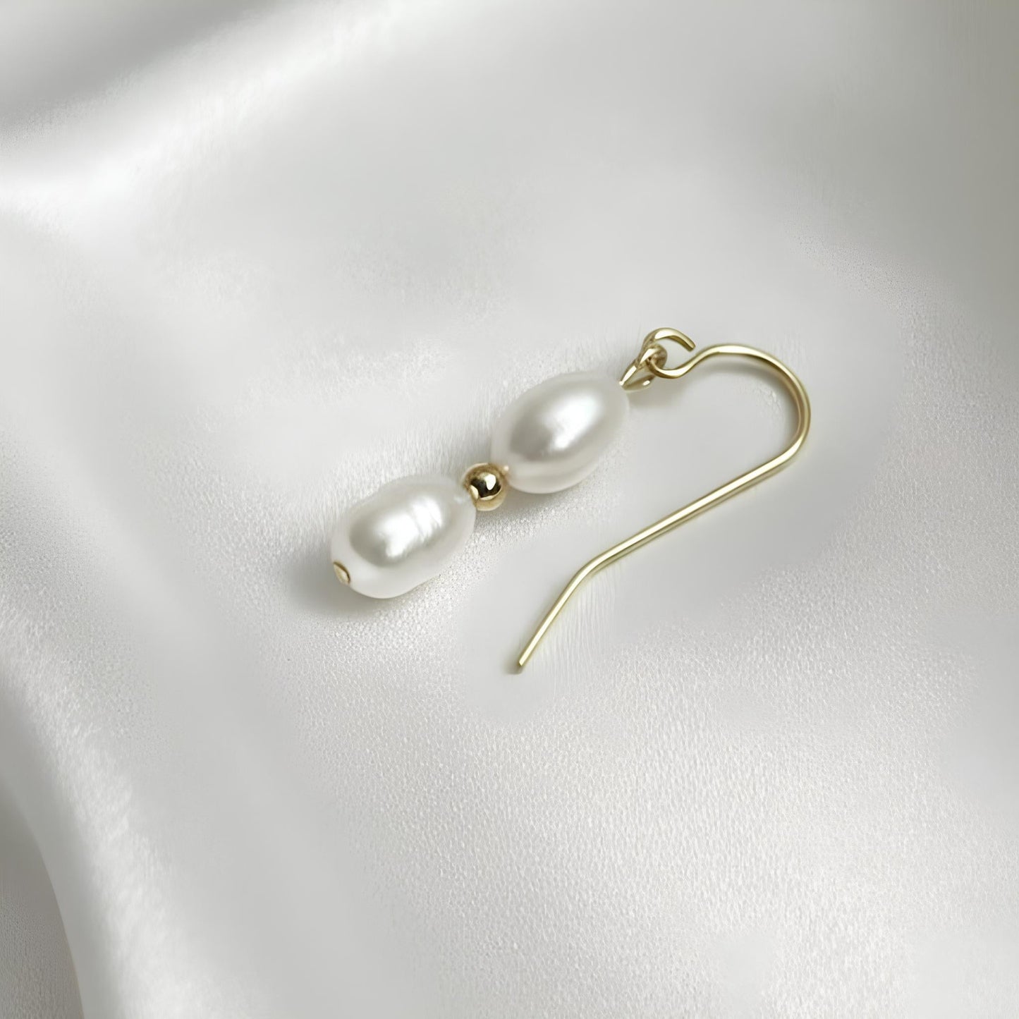 Salvatori Paris Solea Alba Gold Filled Double Pearl Drop Earrings