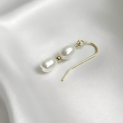 Salvatori Paris Solea Alba Gold Filled Double Pearl Drop Earrings