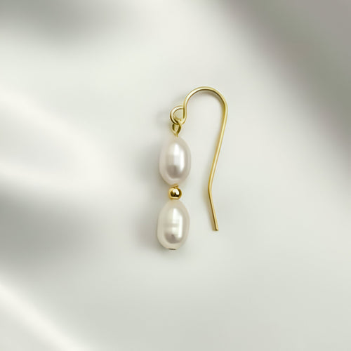 Salvatori Paris Solea Alba Gold Filled Double Pearl Drop Earrings