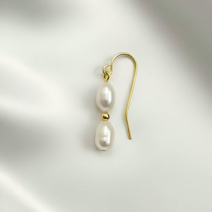Salvatori Paris Solea Alba Gold Filled Double Pearl Drop Earrings