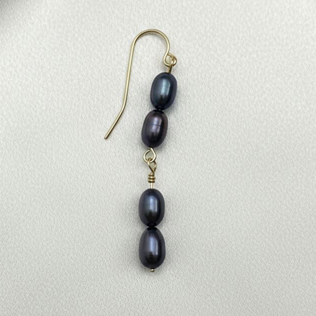 Salvatori Paris Solea Alba Gold Filled Four Black Pearl Drop Earrings