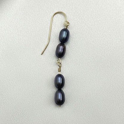 Salvatori Paris Solea Alba Gold Filled Four Black Pearl Drop Earrings