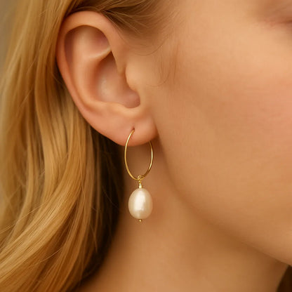 Salvatori Paris Voile d’Or Large Drop Pearl Earrings