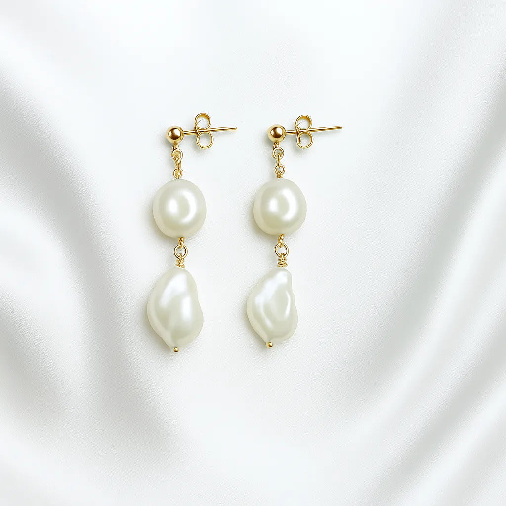 Salvatori Paris Perla Mystique Stud Double Pearl Drop Earrings
