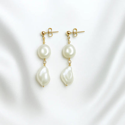 Salvatori Paris Perla Mystique Stud Double Pearl Drop Earrings