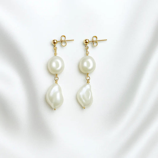 Salvatori Paris Perla Mystique Stud Double Pearl Drop Earrings