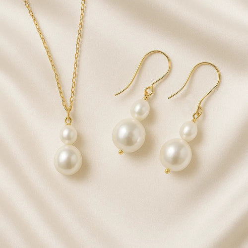 Salvatori Paris Beth Baroque Hook Earrings & Pearl Necklace Set