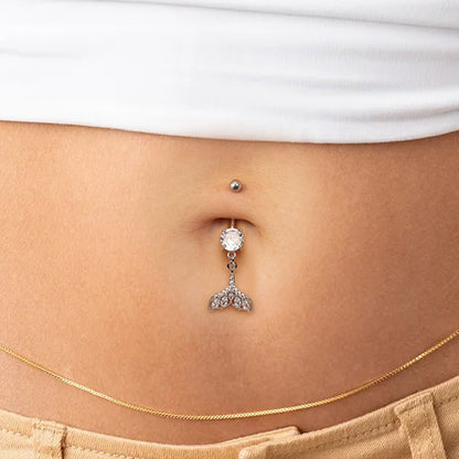 Salvatori Paris Silver Surgical Steel Crystal Tail Belly Piercing