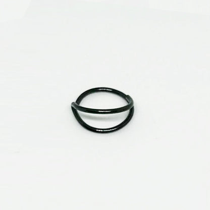 Salvatori Paris Black Colour Nose Ring With Stud Double Hoop Nose Ring