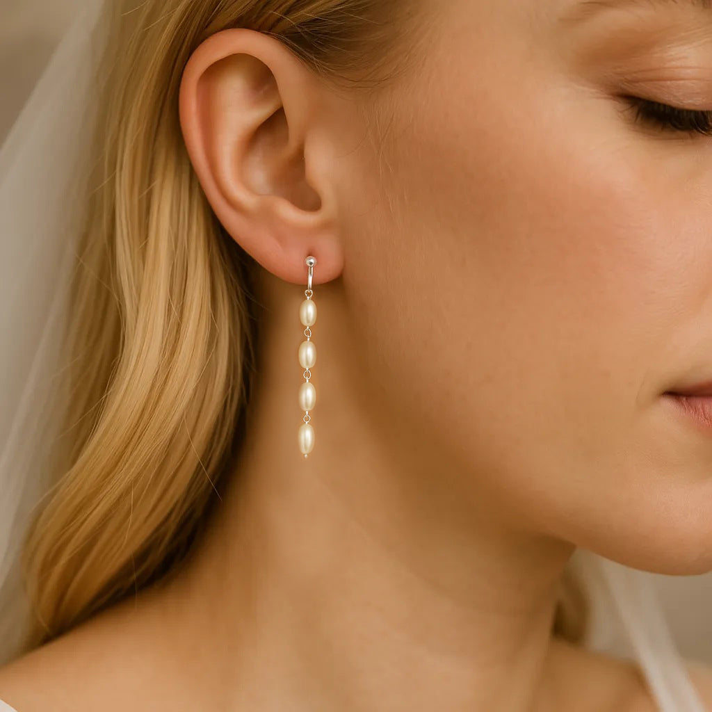 Salvatori Paris Solea Alba Silver Four Pearl Drop Earrings