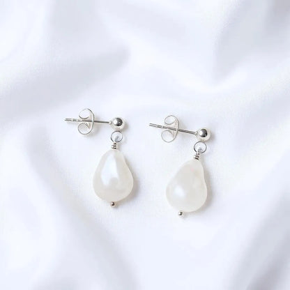 Salvatori Paris Vita Perlata Silver Stud Drop Earrings