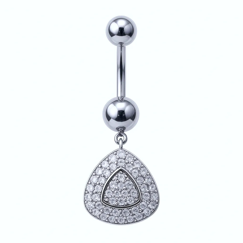 Salvatori Paris Silver Surgical Steel Crystal Triangle Belly Piercing