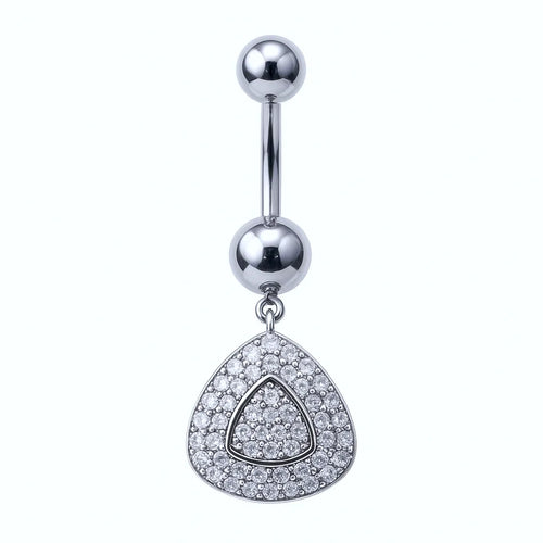 Salvatori Paris Silver Surgical Steel Crystal Triangle Belly Piercing