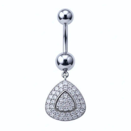Salvatori Paris Silver Surgical Steel Crystal Triangle Belly Piercing