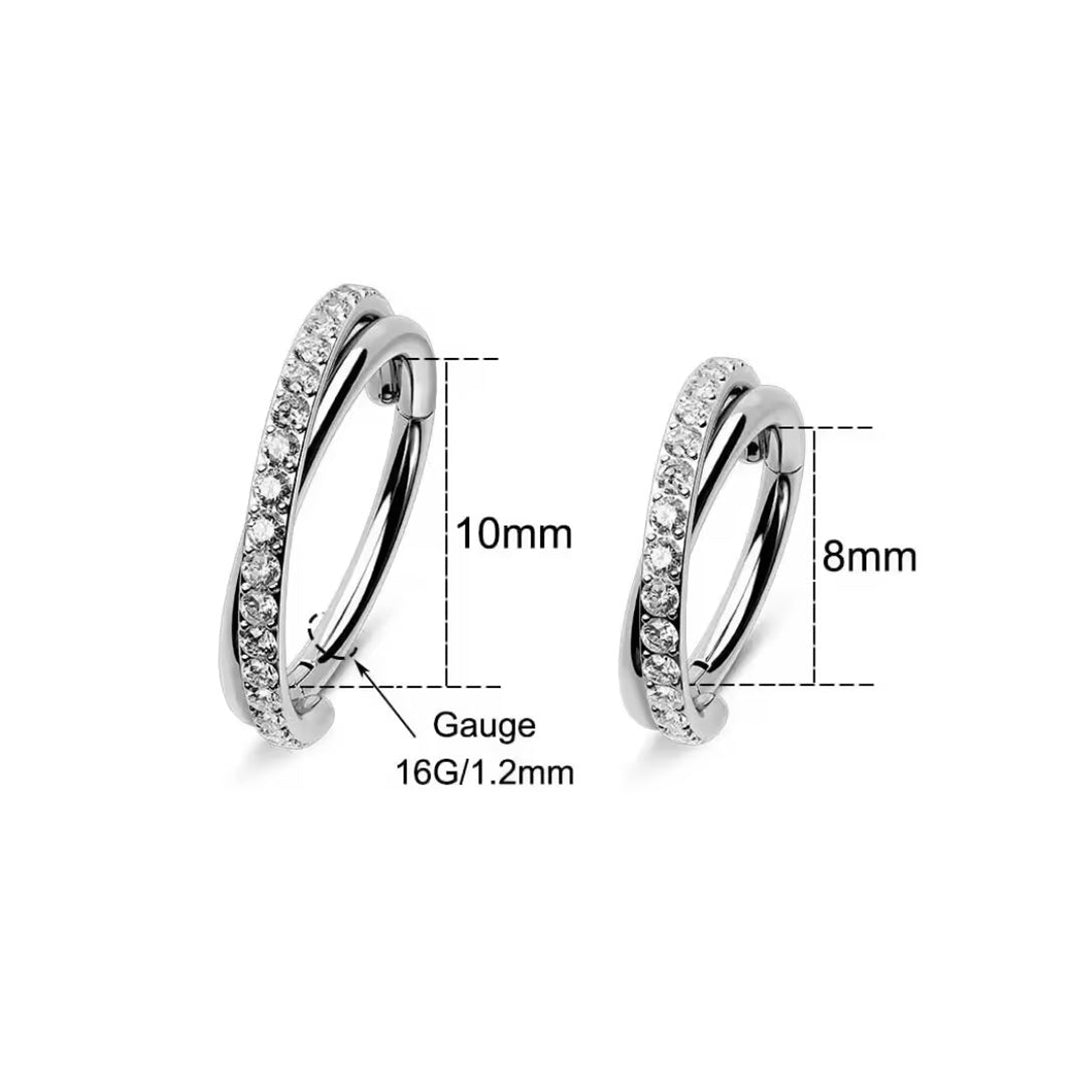 Salvatori Paris Silver Crystal Twist Conch Piercing