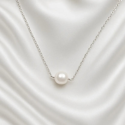 Salvatori Paris Clara Lux Silver Single Baroque Dainty Pearl Choker Necklace