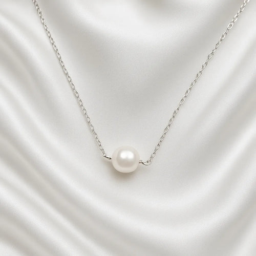 Salvatori Paris Clara Lux Silver Single Baroque Dainty Pearl Choker Necklace