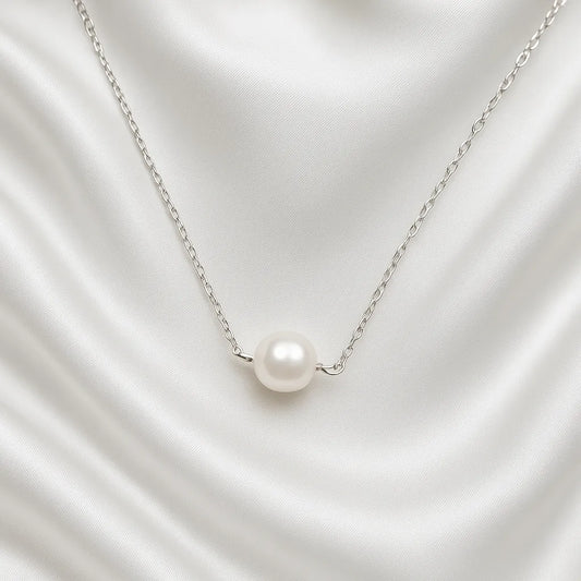Salvatori Paris Clara Lux Silver Single Baroque Dainty Pearl Choker Necklace