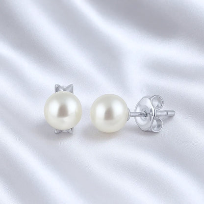 Salvatori Paris Voile d’Or 4mm Silver Classic Pearl Stud Earrings